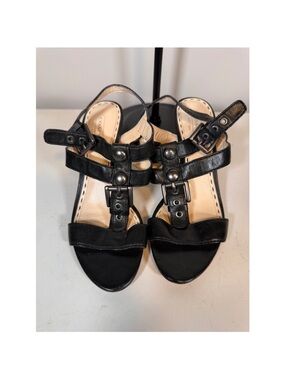 Coach Black Leather Strappy Studded Sandals 6B